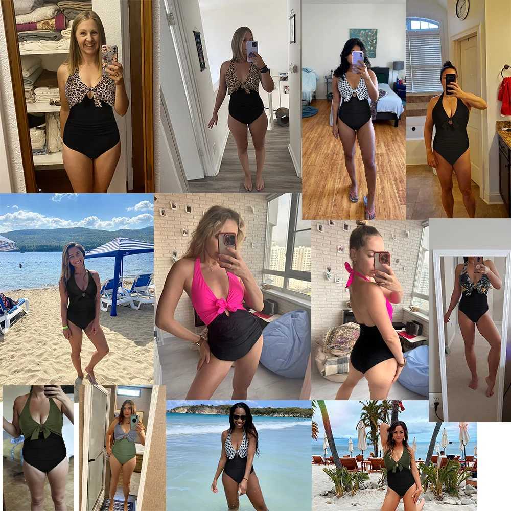 One Piece Swimsuit Women Swimwear Summer Push Up Bikini Solid Bathing Suits Beachwear Monokini Plus Size Bath Tankini 2024XJ240108