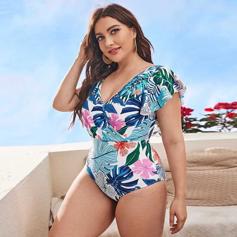Ruffd One Piece Swimsuits for Women Tummy Control Bathing Suits Plus SizeXJ240108