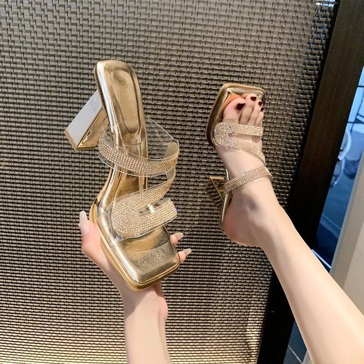 Women Sandals High Heel Chunky Heel Fashion Summer Outdoor Wear New Style High-end Triple Champagne Silver Free shipping