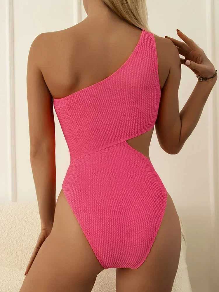 Riseado One Shoulder Women Swimsuit One Piece Sexy Swimwear Women Textured Monokini Swimming Bathing SuitsXJ240108
