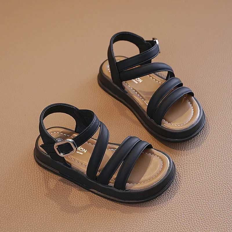 Girls sandals summer fashion childrens aprons beach shoes solid color childrens school thick soled flat sandals anti slip opening and closing W250108