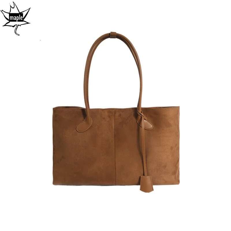 New 2025 Large Capacity Women Tote Deep Coffee Color Matte Cow Leather Suede Female Handbag Change Shape Armpit Bag