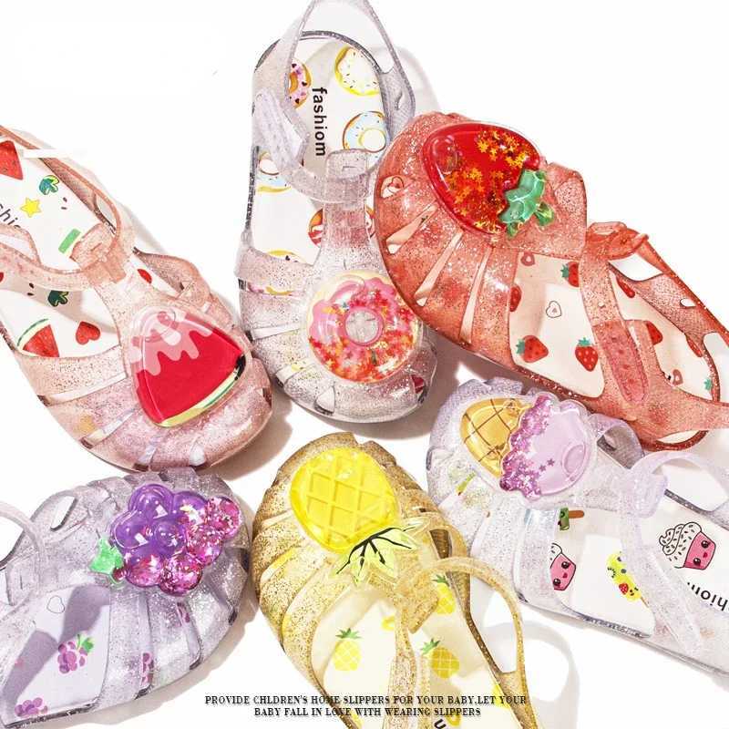 Summer girls sandals cute fruit jelly princess shoes childrens hollow breathable beach sandals waterproof and non slip childrens shoes W250108