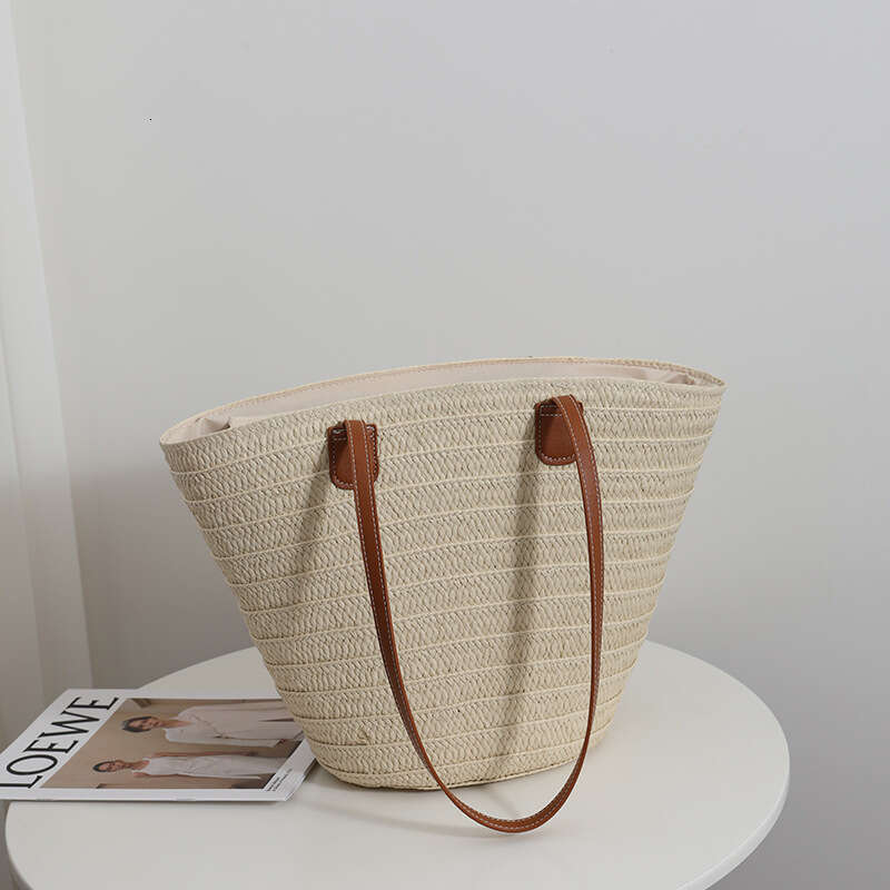 Versatile And Minimalist One Shoulder New High-Capacity Grass Woven Tote Bag, Women's Vacation Beach Bag