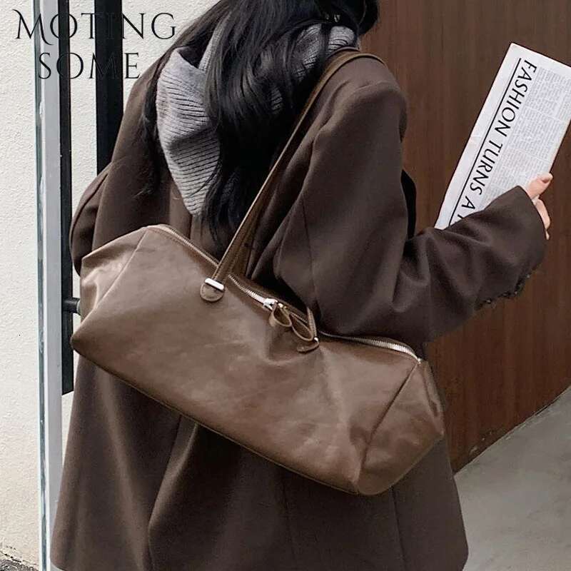 Motingsome First-Layer Vegetable Tanned Cowhide Woman Underarm Retro Shoulder Tote Vintage Handbag Commuter Bag 2025 New