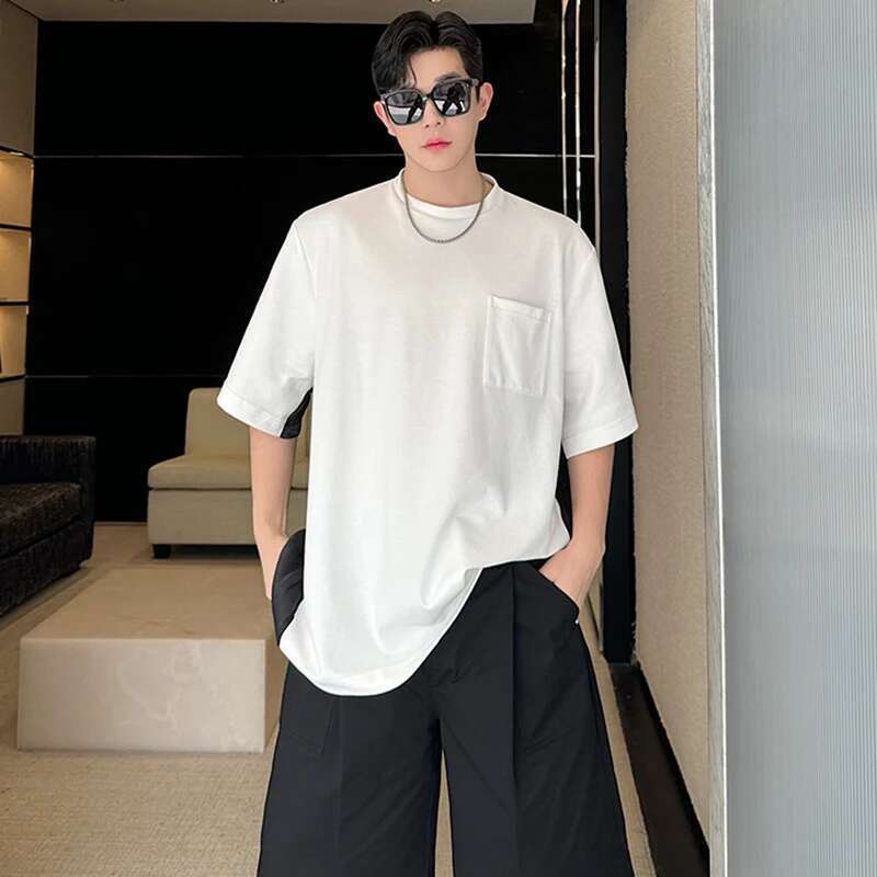 Translucent Splicing Multifunctional Short Sleeve T Shirt Personalized Trendy Street High Quality Men's Clothes
