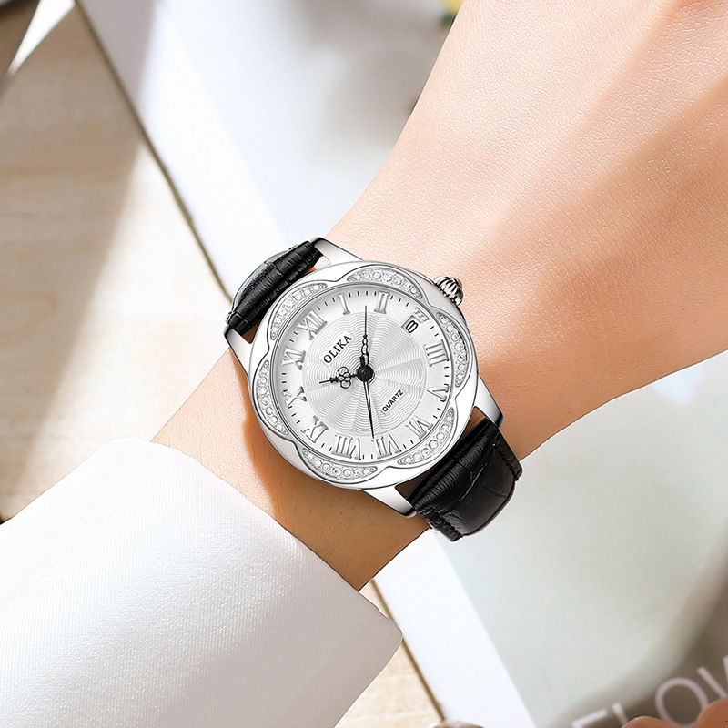 Elegant Women's Automatic Mechanical Watch with Skeleton Design and Diamonds