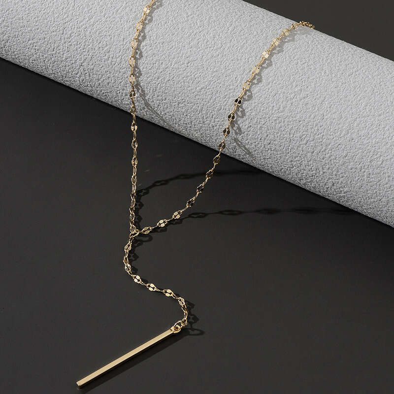 Simple temperament, lace lip chain necklace, personalized layering, Y-shaped tassel, long collarbone neck chain, cool style necklace decoration