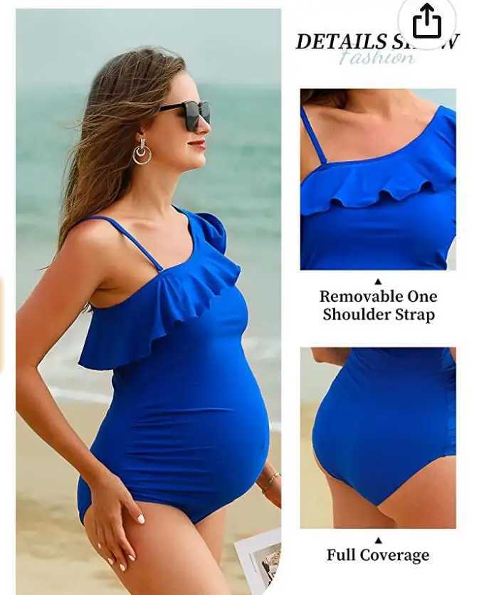 2023 Maternity Swimwear One Piece Swimsuit Beachwear Solid Summer swimwear womenXJ240108