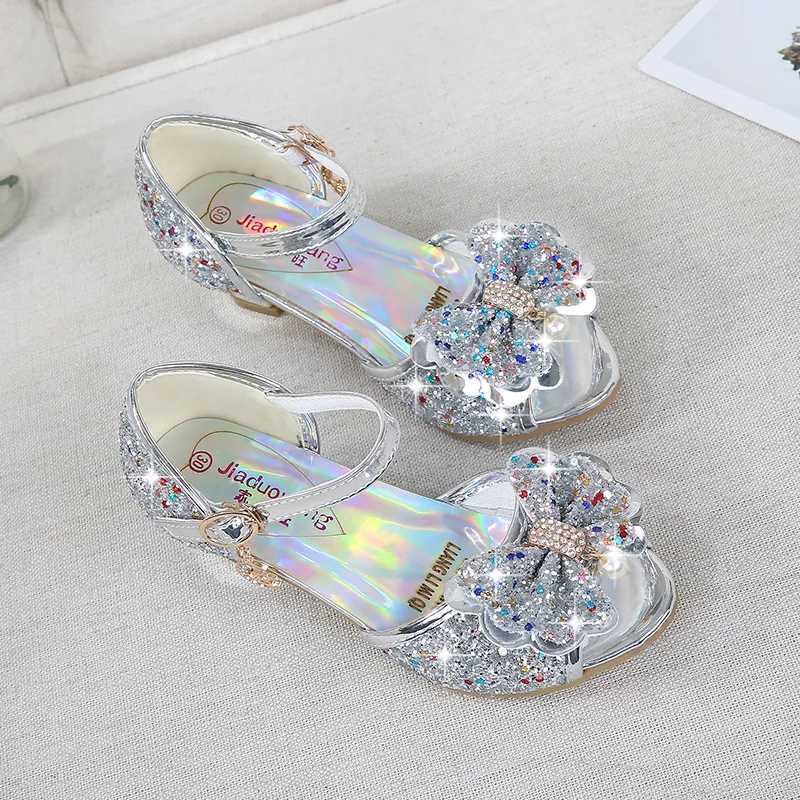 Princess Girls Par Shoes Childrens Sandals Colorful sequins High Heels Girls Sandals Peep Toe Summer Childrens Shoes CSH813 W250108