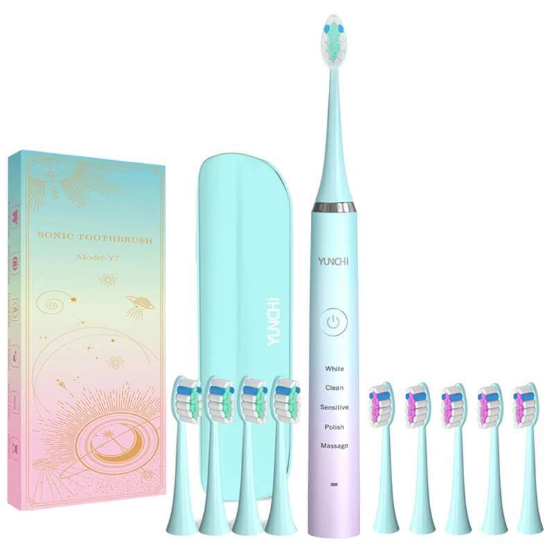 Electric Sonic Toothbrush USB Rechargeable IPX7 Waterproof 5 Modes Smart Timer Soft Bristles Brush Heads For Adult Travel Box