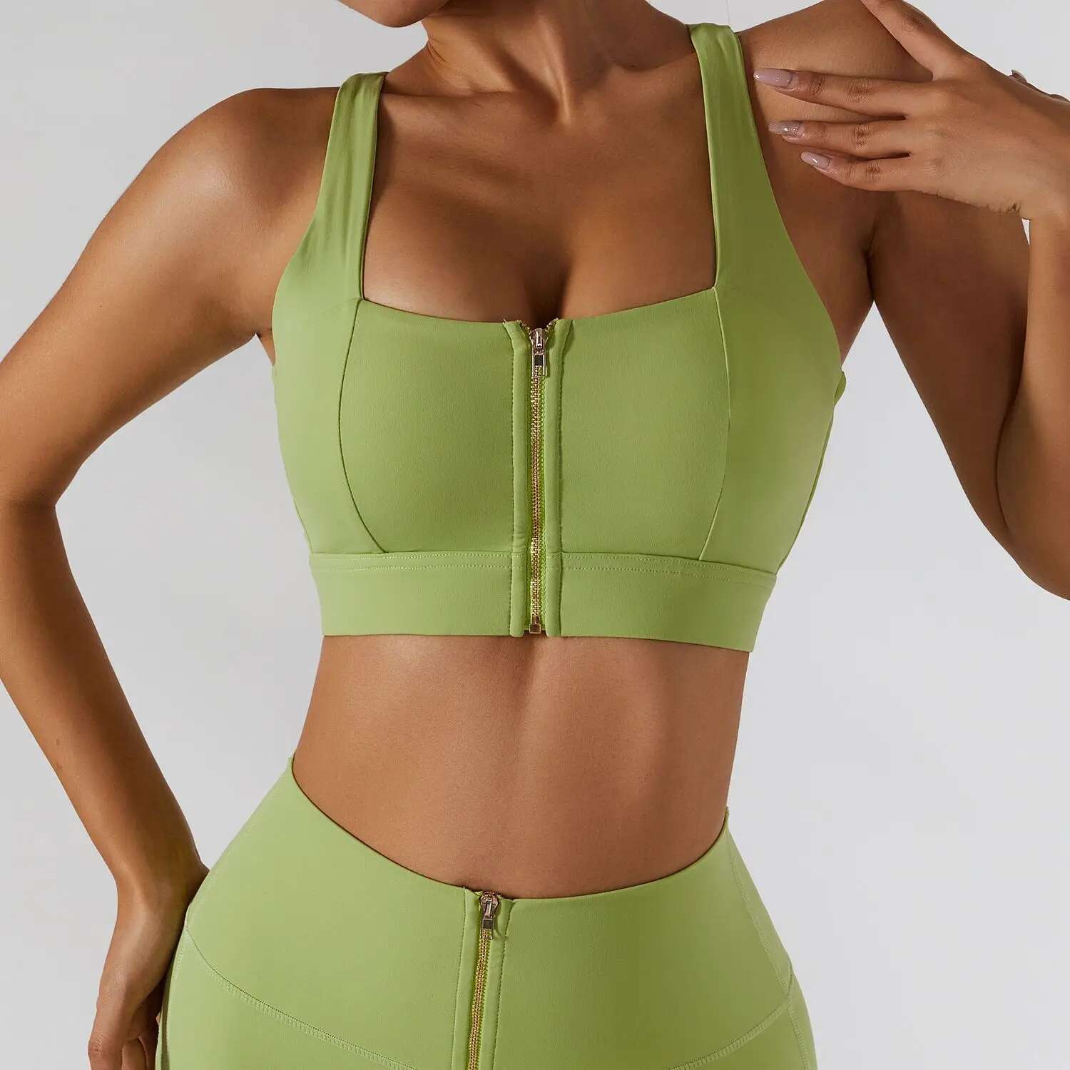 Vnazvnasi Yoga Top Open Back Sports Bra Women Fiess High Quality Workout Underwear With Zipper Push Up Sportswear For Gym