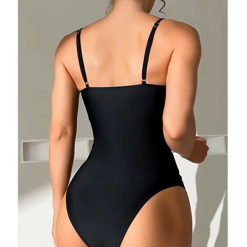 2025 Black Net Sexy One Piece Swimsuits Closed Womens Swimwear Push Up Swimming Wear Body Bathing Suit Beachwear Pool BatherXJ240108