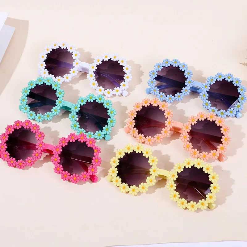 Fashionable childrens round flower sunglasses cute childrens daisy sunglasses girls and boys sports sunshade outdoor sunglasses W250109