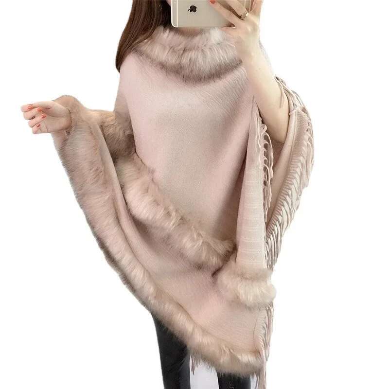 Autumn/Winter New Fringed Mantle Women's Medium-Length Pullover Knit Batik Sweater Sleeveless Fair Isle Knitwear
