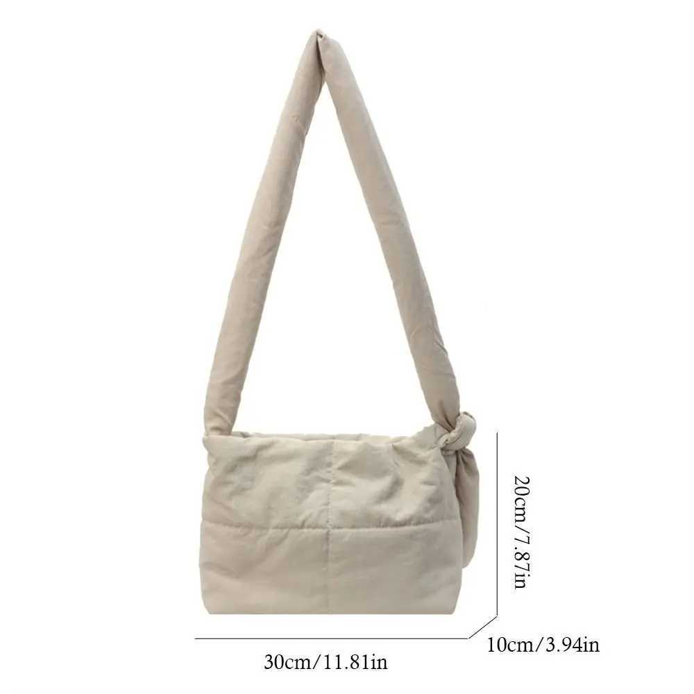 Solid Color Shoulder Messenger Bags Down Cott Padded Large Capacity Shopping Bag Lightweight Quilted Totes for Women GirlsXJ250108