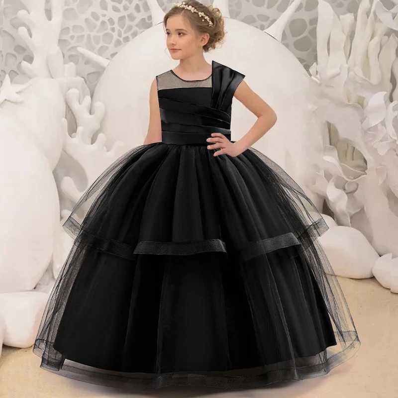 Pageant Long Black Par Dress For Girls Children Costume Evening Princess Dresses Girl Dress Vestidos Wedding Prom Gown 4-14YXJ250108
