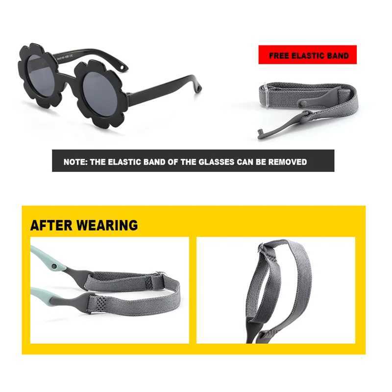 Baby polarized circular sunflower flexible curved flower baby polarized sunglasses with baby carrier W250109