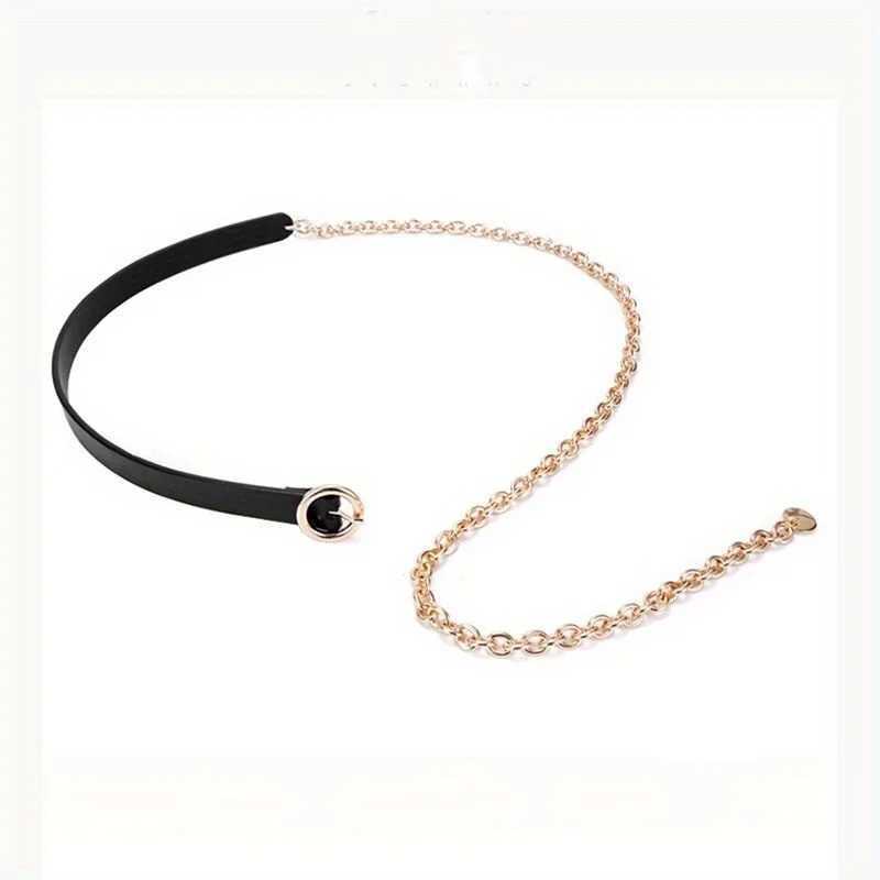 Thin waistband womens metal black waist chain fashionable shirt decoration set with cross dressing shirt chain GM103 W250109