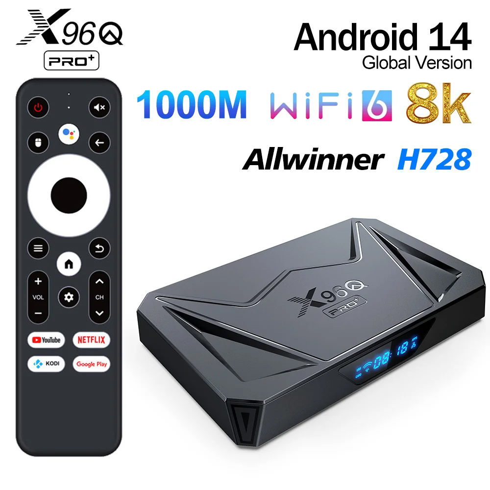 NEW X96Q PRO+ Android 14 TV Box Allwinner H728 Octa-core 8K Set Top Box Android 14.0 Gigabit Ethernet Wifi6 Media Player