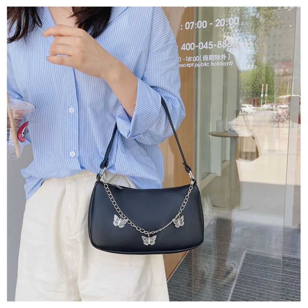 Butterfly Chain Underarm Bag Womens Fi Solid Color Shopping Shoulder Bag Travel Casual Small Handbags for Women 1PCXJ250108