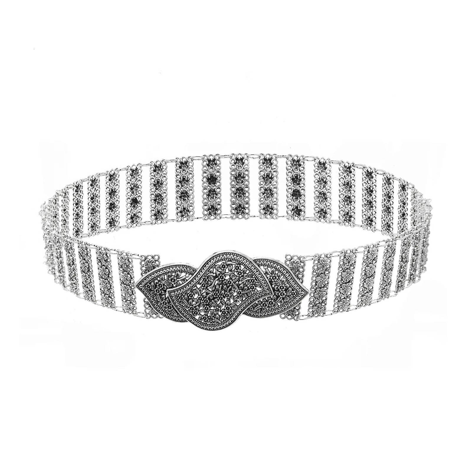 Vintage Silvery Hollow Flower Metal Waist Belly Chains Thai Malaysian Ethnic Clothing Beach Party Belts Body Jewelry Accessories 250107