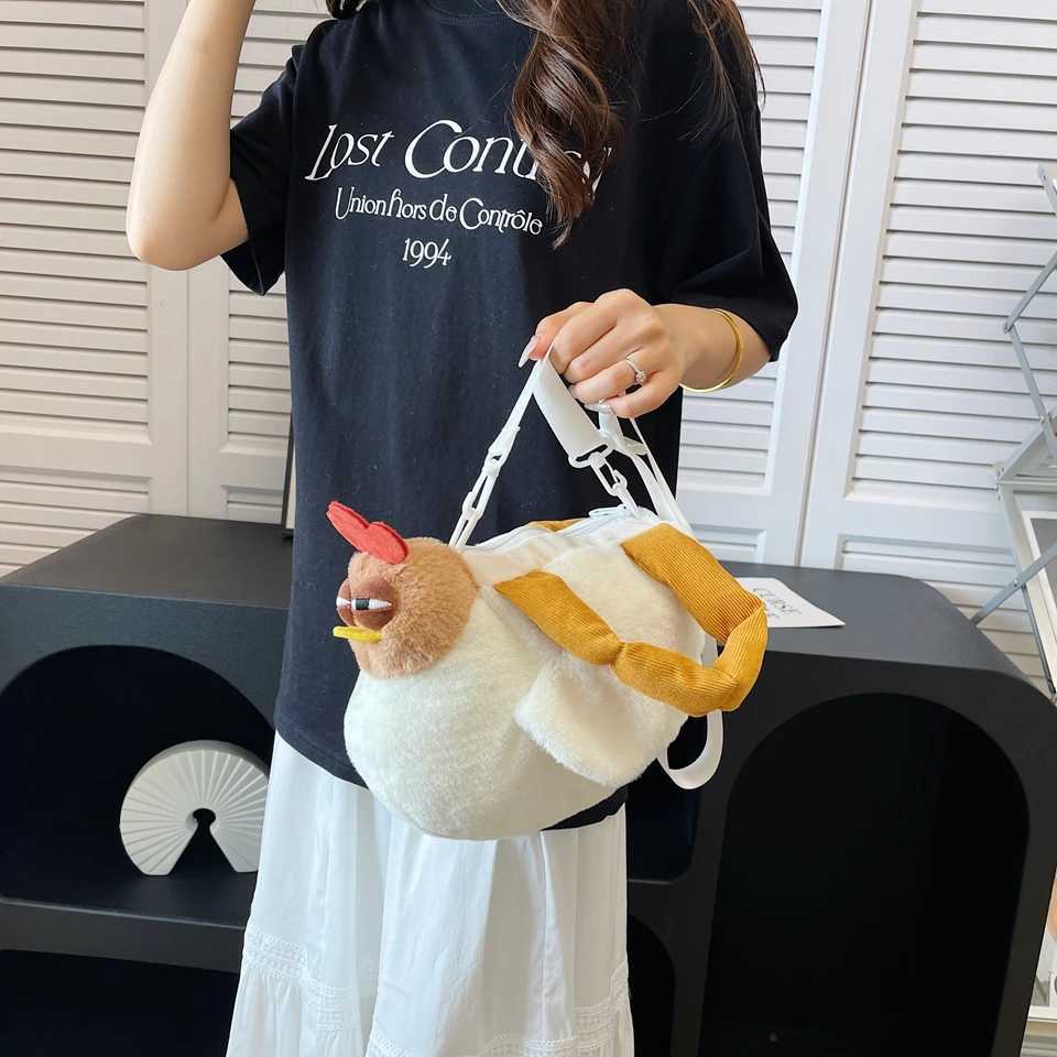 1Pcs fi Cute stuffed Shoulder Bag Big Rooster Handbag All-mah Funny Crossbody BagXJ250108