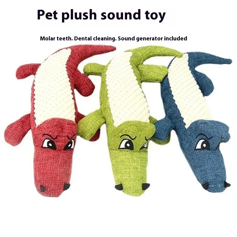 Pet Plush Sound Making Dog Toy Corn Velvet Crocodile Gnawing Grinding Teeth Cleaning Teeth Pet Supplies