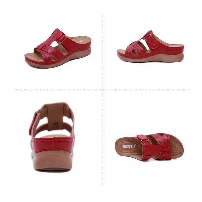 New Arrival Summer womens wedge sandals authentic open toe sandals Retro anti slip leather casual womens platform Retro shoes T250108