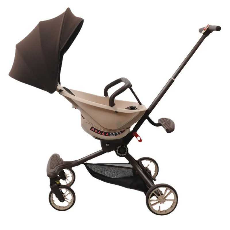 Portable folding luxury travel stroller for children high view four-wheel shock-absorbing lightweight stroller W250109