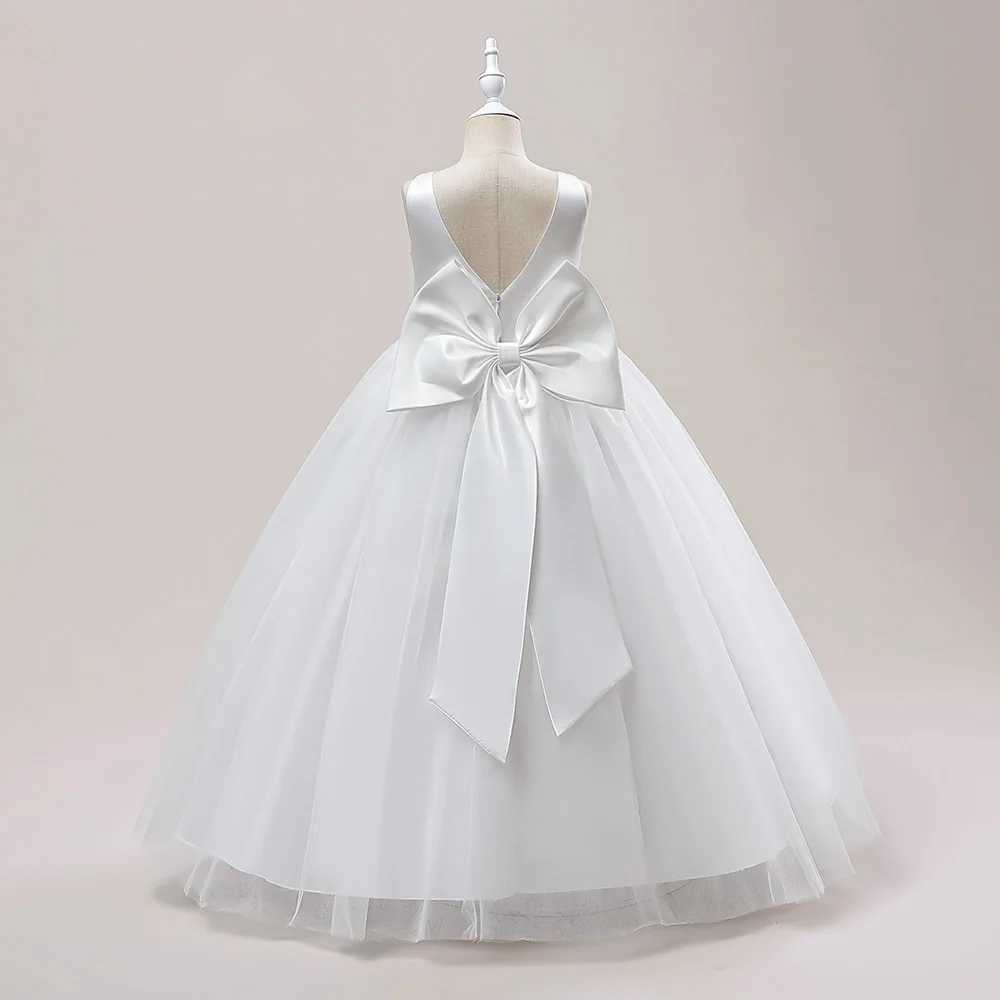 Flower Girl Bridesmaid Dress Kids Long Ball Gown Wedding Par Pageant White First Communiom Formal 1-12 Yrs Evening VestidosXJ250108