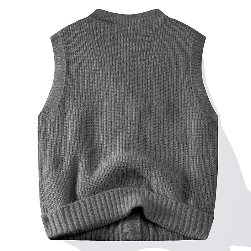 2024 Mens Autumn and Winter Vest Loose Cardigan Sweater Sleeveless Thick Men with Warm Foreign Style 250107