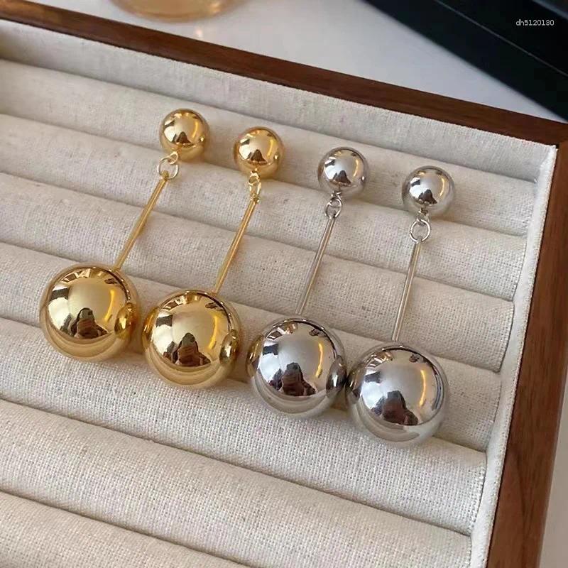 Dangle Earrings Fashion Gold Color Metal Round Ball For Women Personality Geometric Big Long Tassel Earring Party Wedding Jewelry