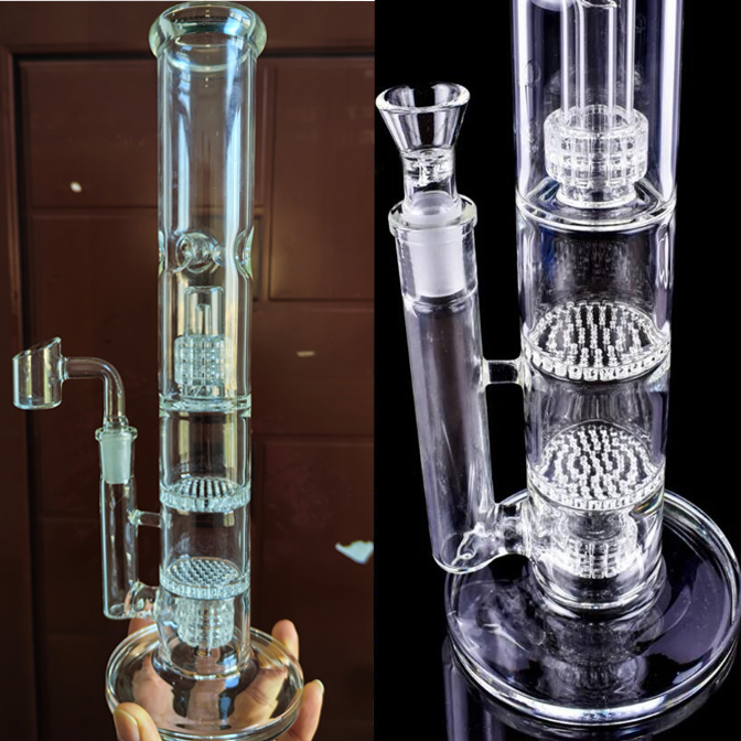 Rainbow glass Bong Downstem Perc Hookahs Shisha Thick Glass Water Bongs Smoke Pipe heady Dab Rigs With 14mm bowl