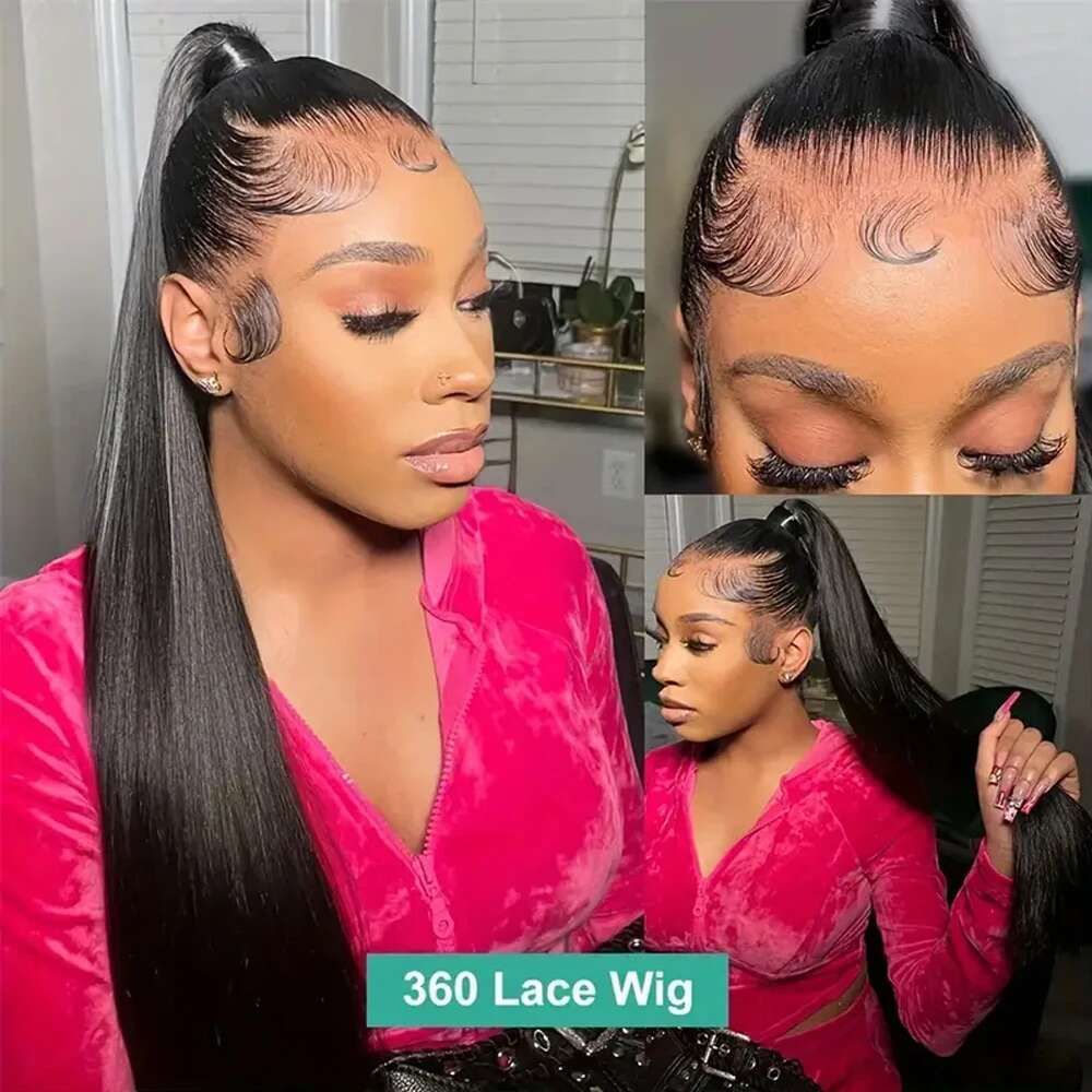 250 Density 360 Full Lace Pre Plucked Raw Wig Brazilian Bone Straight Wigs Human Hair 100% Natural Haire