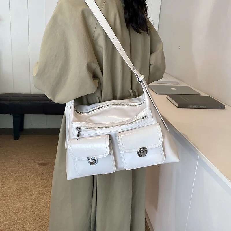 LEFTSIDE Double Pockets Design Retro Shoulder Bags For Women 2024 Y2k Fashion Trend Crossbody Bag Female Handbags And Purses