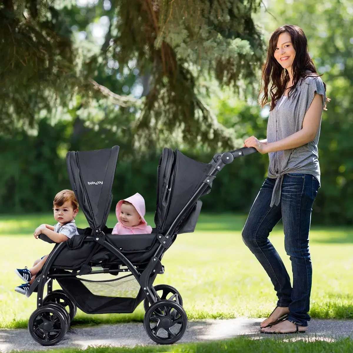 Folding twin baby stroller lightweight travel stroller baby stroller as a Halloween and Christmas gift W250109