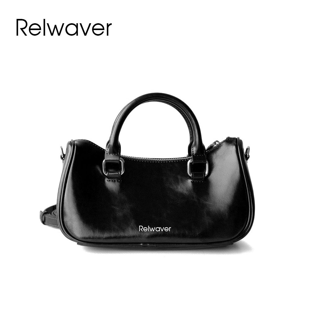 Relwaver Women Handbag Small Cowhide Split Shoulder Bag 2025 Spring Summer Versatile Pocket Waxy Leather Messenger Bags