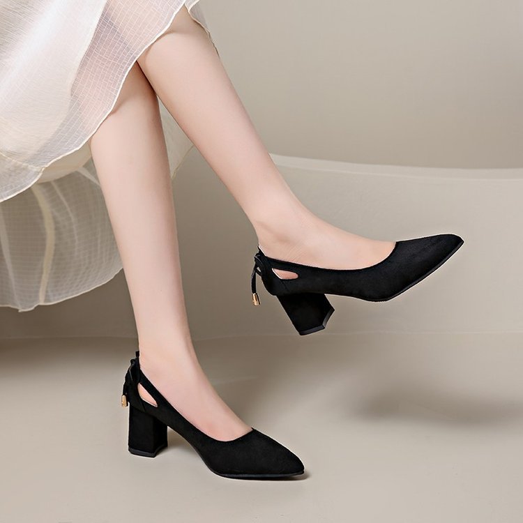 Women Dress Shoes Fashion Chunky Heel High Heel Niche Design New Sexy Style Simple Versatile Triple Black Pink Khaki Free shipping