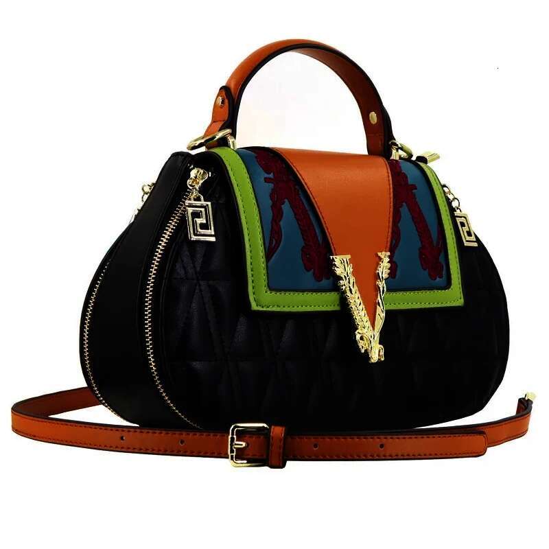 Women's With V Ladies Leather Handbag Female Shoulder Bag Dias Crossbody Handbags Women Embroidery Bags