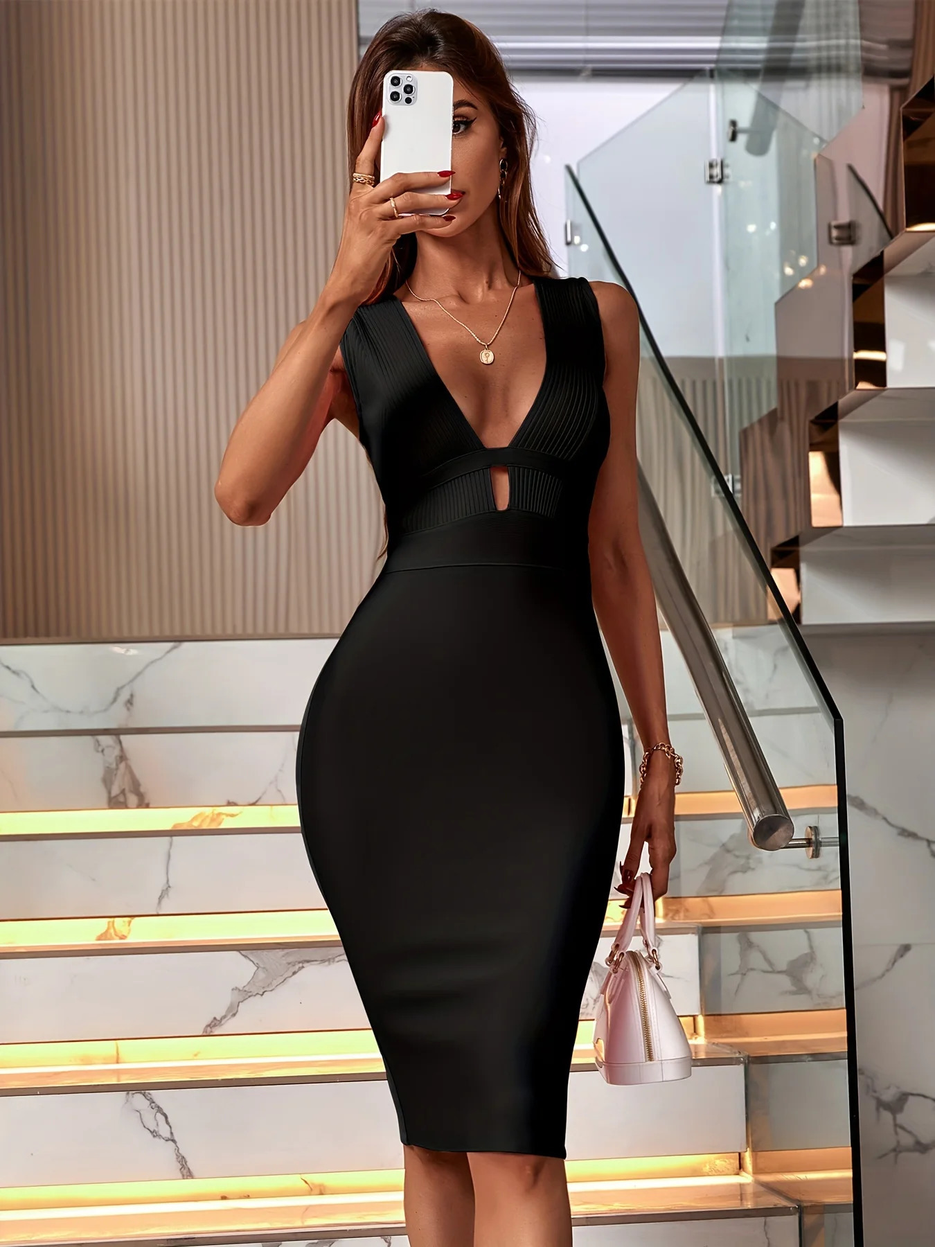 Black Bandage Dress Women Maxi Party Bodycon Elegant Draped Sexy Evening Birthday Club Outfits Summer 250109
