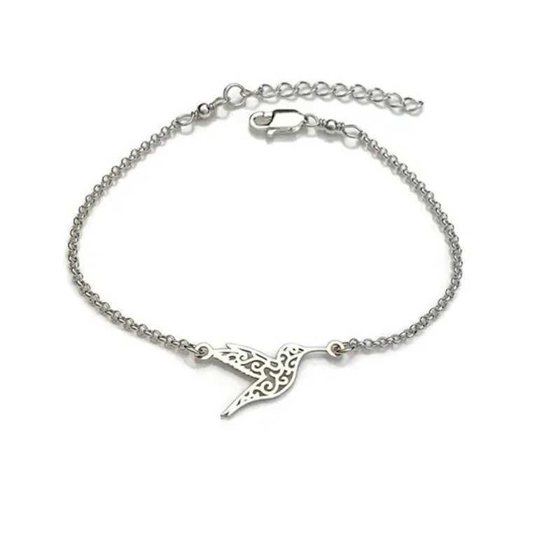 Delicate Hollow Hummingbird She Charm Alloy Bracelet Simple Hand Jewelry For WomenXJ250109