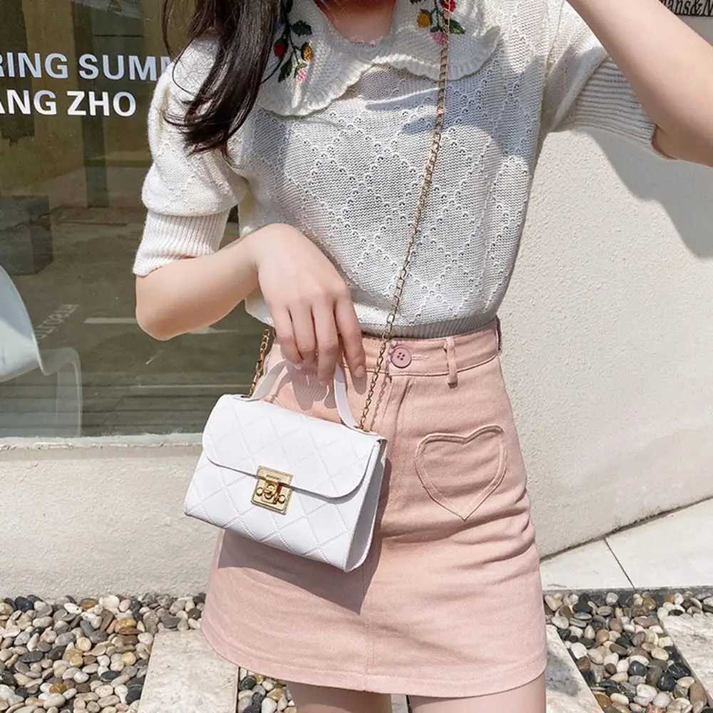 Single Shoulder Bag Fi Women Handbag Solid Color Casual Mini Bag Female Chain Shoulder Pouch Ladies Leather BagXJ250108