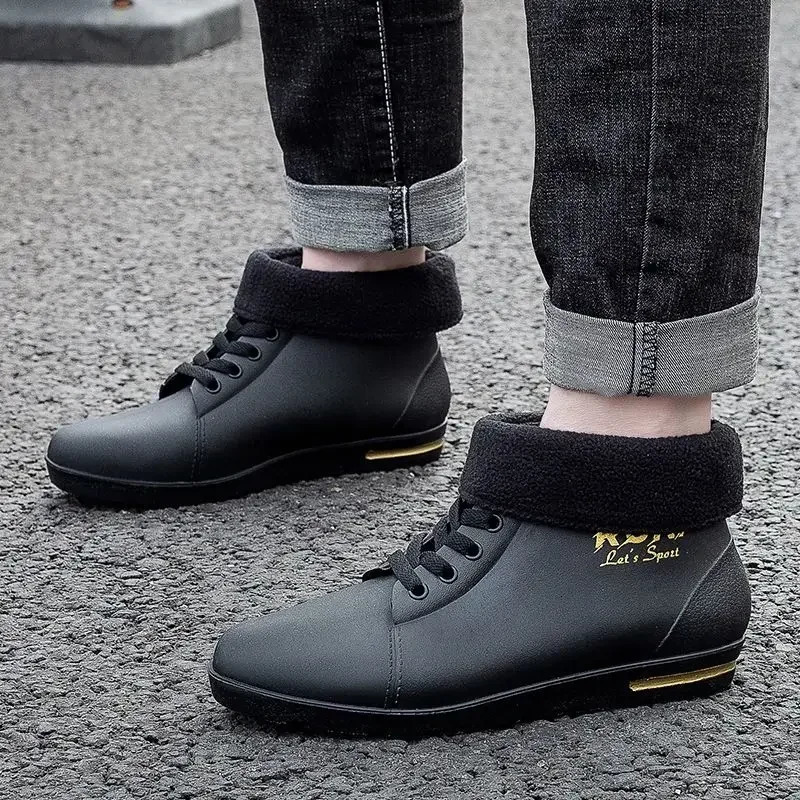 Cooking Fashion Rain Boots for Men Ankle Man Shoes Chef Kitchen Low Short Plastic Galoshes City Garden Wellies Work 250106