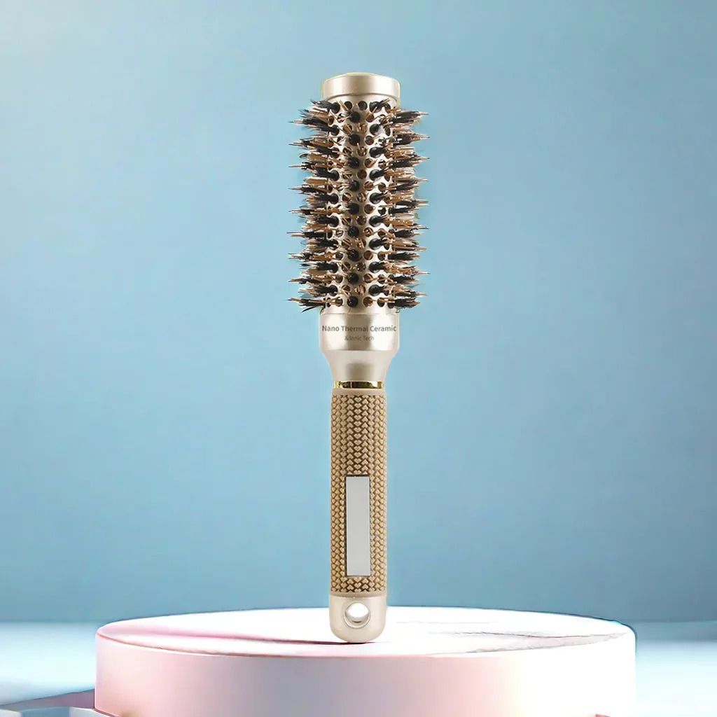 Roll Boar Bristles Hairdressing Brush For Blow Drying Hair Brush Round Barrel Blowout Hair Styling Brush 250106