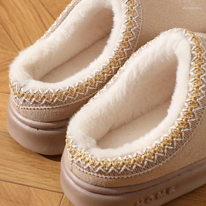 Women's Fluffy Platform Slippers - Plush Warm Cotton, hot Non-Slip Indoor Comfort Shoes
