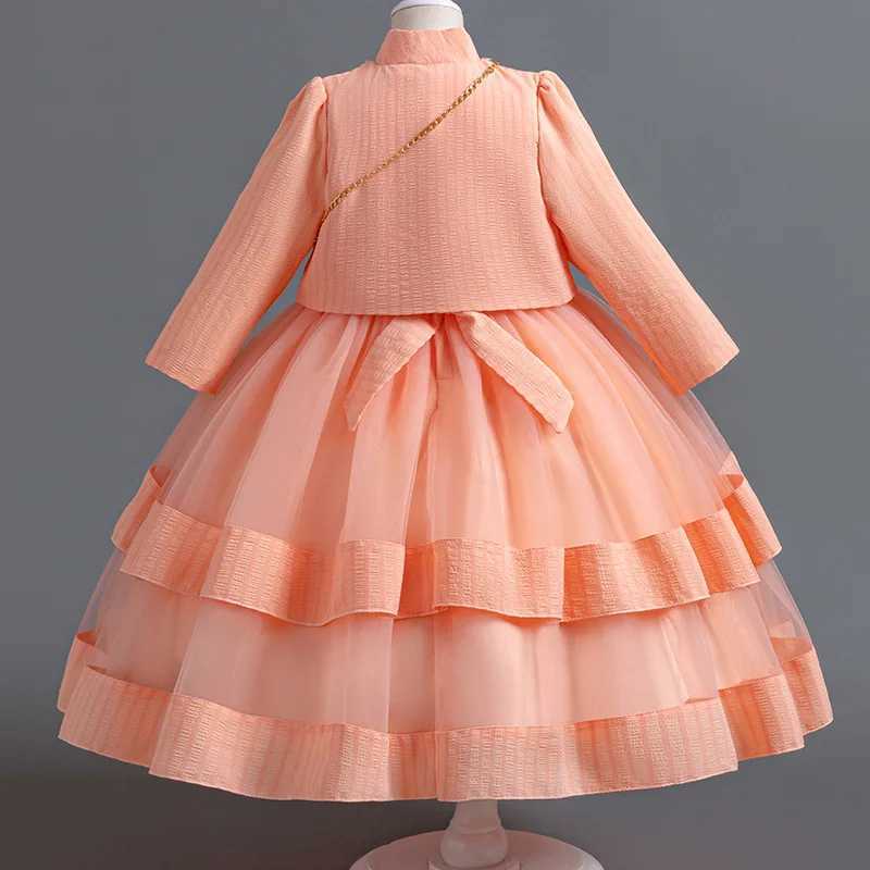 2024 New Two Piece Princess Dress Girls Par Birthday Multi Layered Fluffy Mesh Girl Dress High End Par Performance DressXJ250108