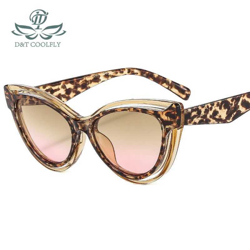 D T 2024 new cat eye sunglasses for women gradient PC lens frame retro casual Par sled brand designer glasses UV400 W250109