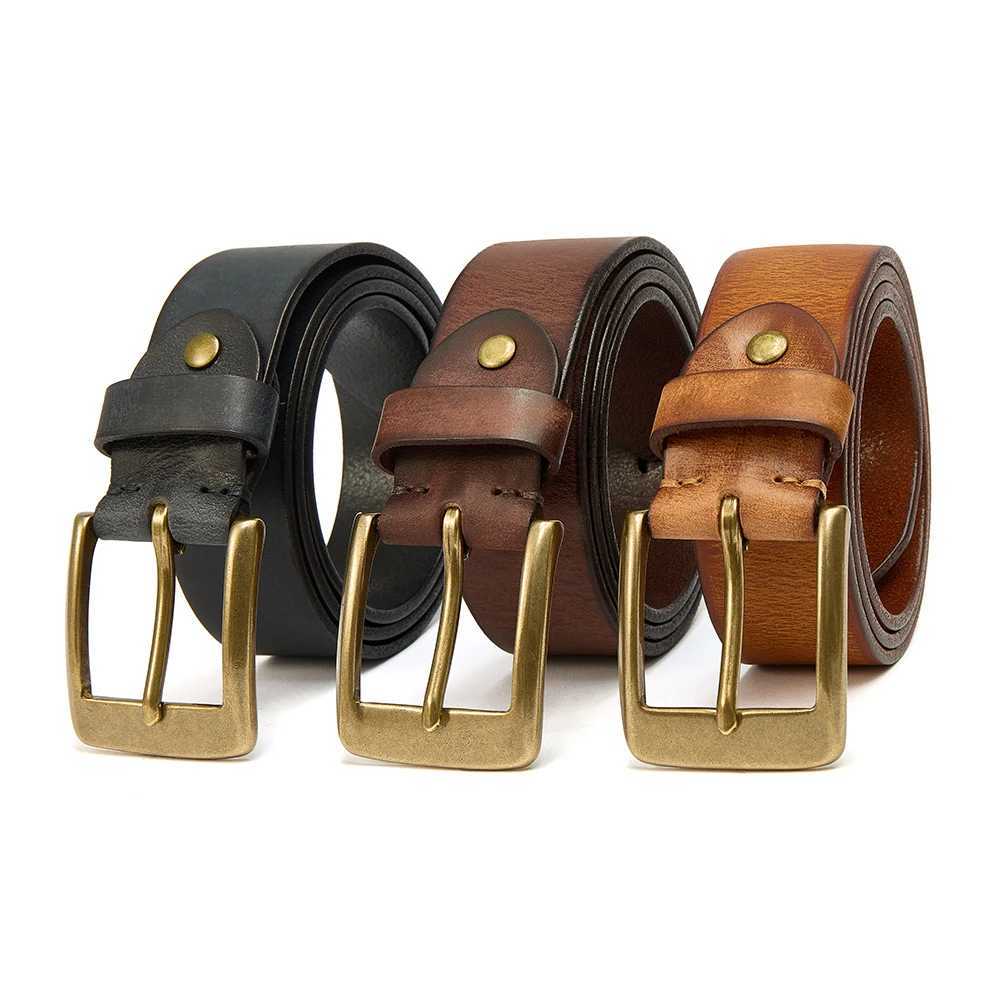 CANTIK New Design Solid Brass Buckle Male Men Top Quality Pure 100% Cow Genuine Leather Belts for 10 Years 130 Jeans Accessories W250109