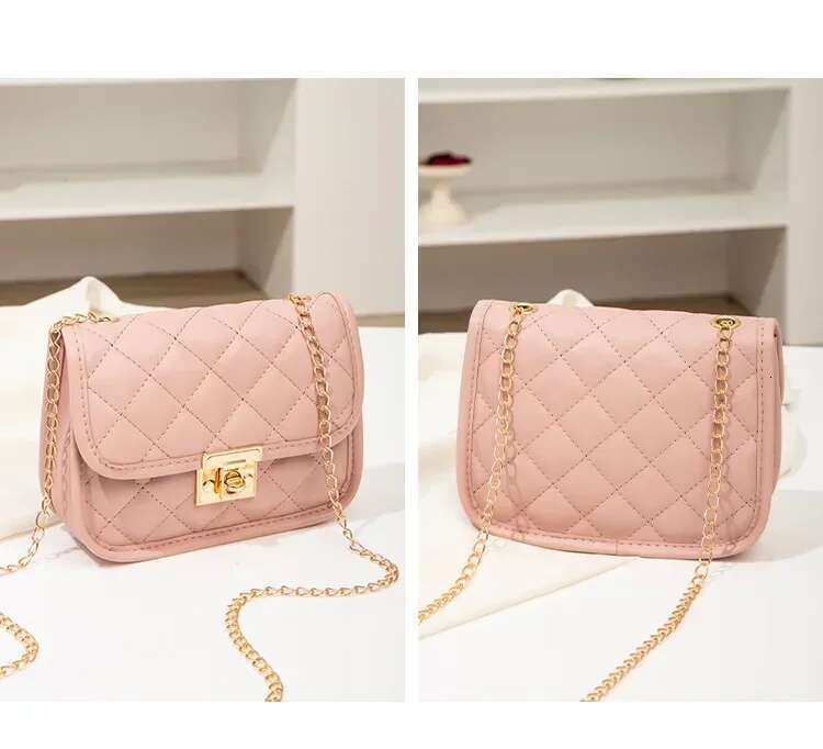New Fashion Female Rhombus Embroidered Solid Color Chain Womens Shoulder Crossbody Casual Trendy Phone Bag